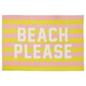 Private Party "Beach Please" Pink/Yellow/Wht Beach Towel, BRAND NEW, 55" x 38.5"
